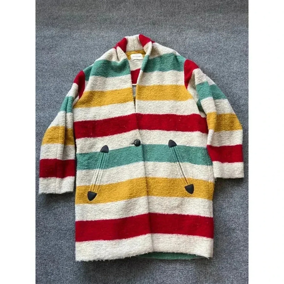 Isabel Marant Etoile Womens Multicolor Gabrie Striped Wool Coat Jacket S… - Picture 5 of 16